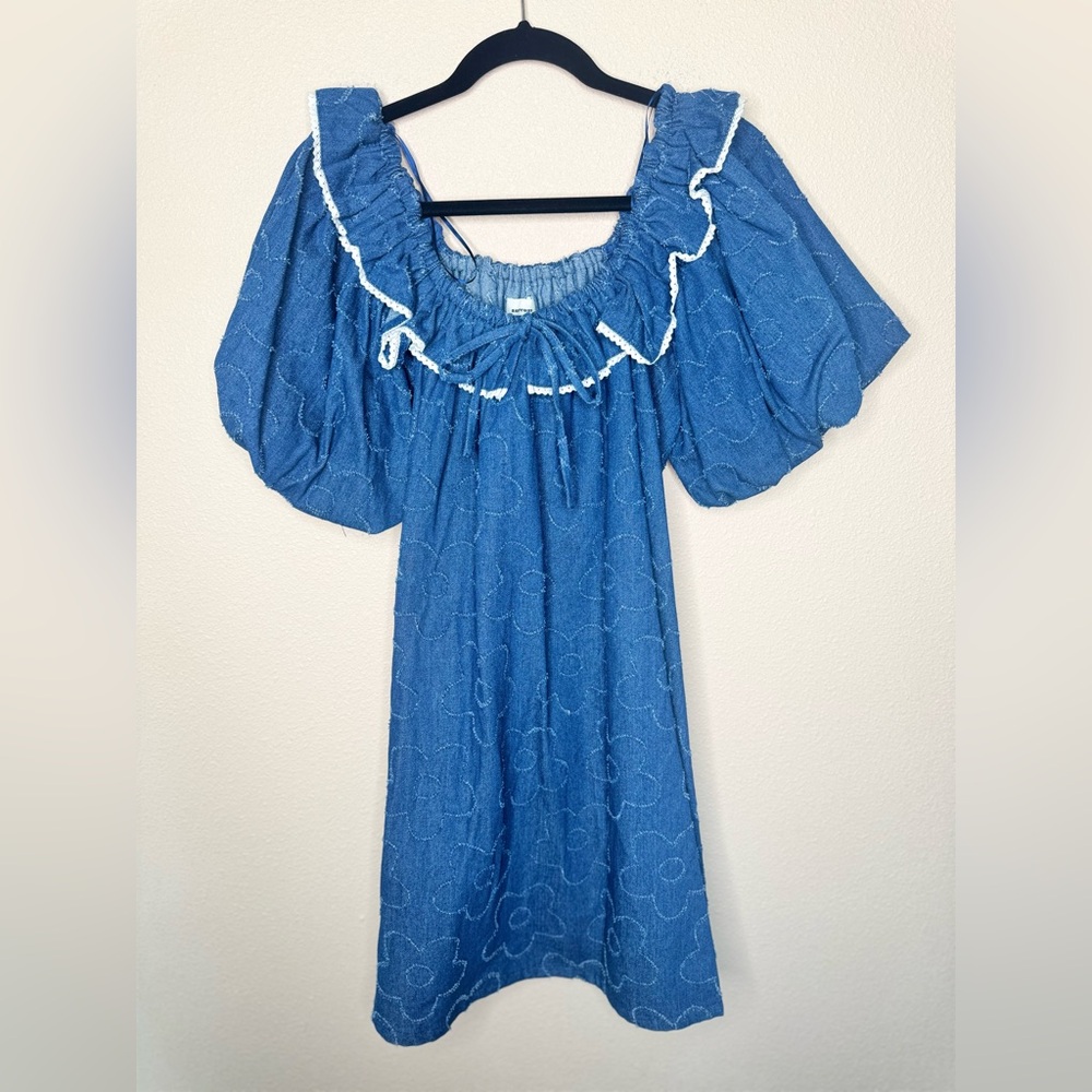 NWT Aureum Denim Flower Pattern dress size L - Picture 2 of 8